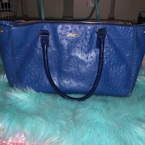 Kate Spade royal blue ostrich leather tote